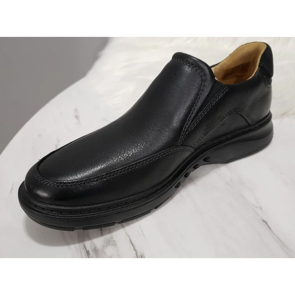 NEW NO BOX SIZE 8.5 Clarks Un Briley Step Black Leather Casual Loafer Shoe Men's
